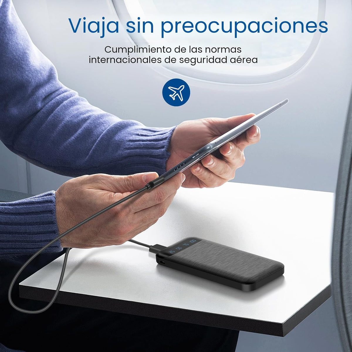YOBON Paquete de 2 baterías externas de 10.000 mAh con cargador por...