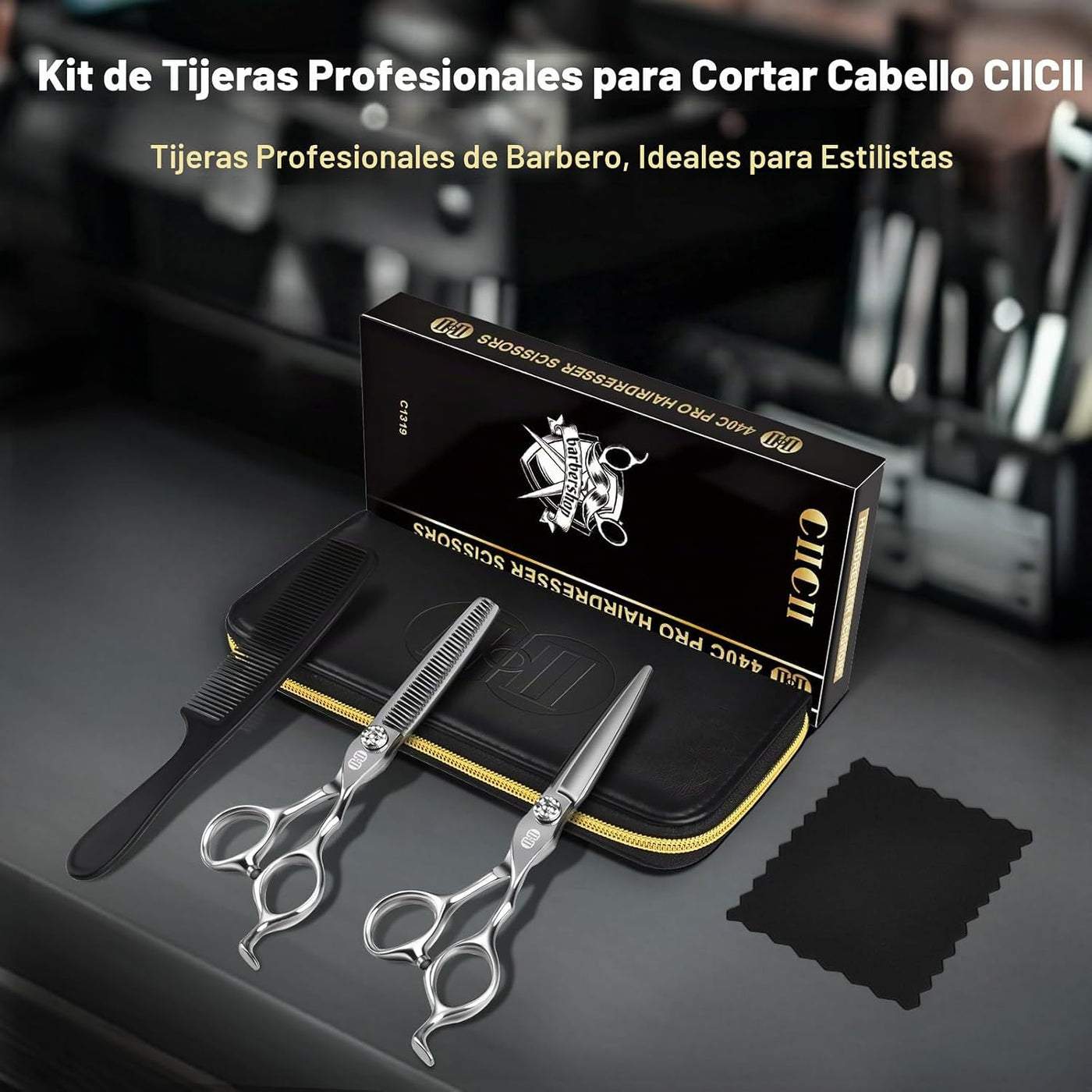 CIICII Kit profesional de tijeras de corte de cabello, 440C 7 \u203...