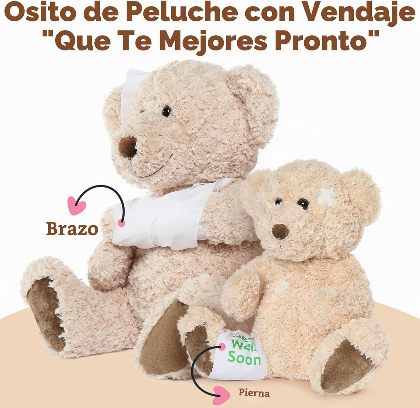Muiteiur Oso de peluche Get Well Soon de 25.6 pulgadas, regalo de b...