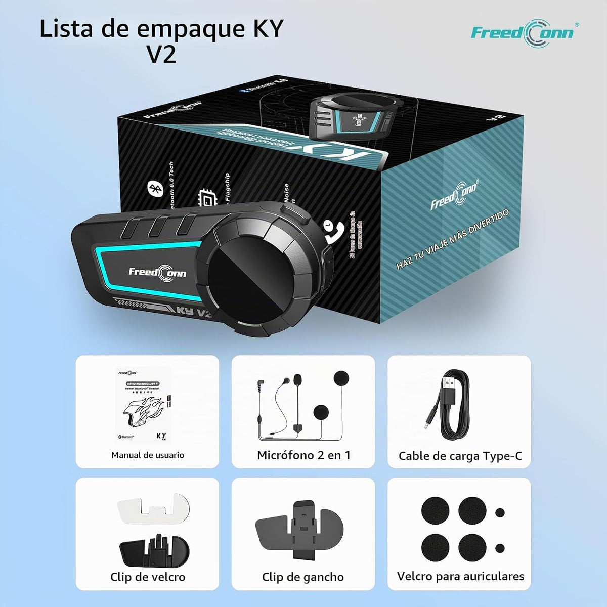 FreedConn KY V2 Auriculares Bluetooth 6.0 para motocicleta | Música...