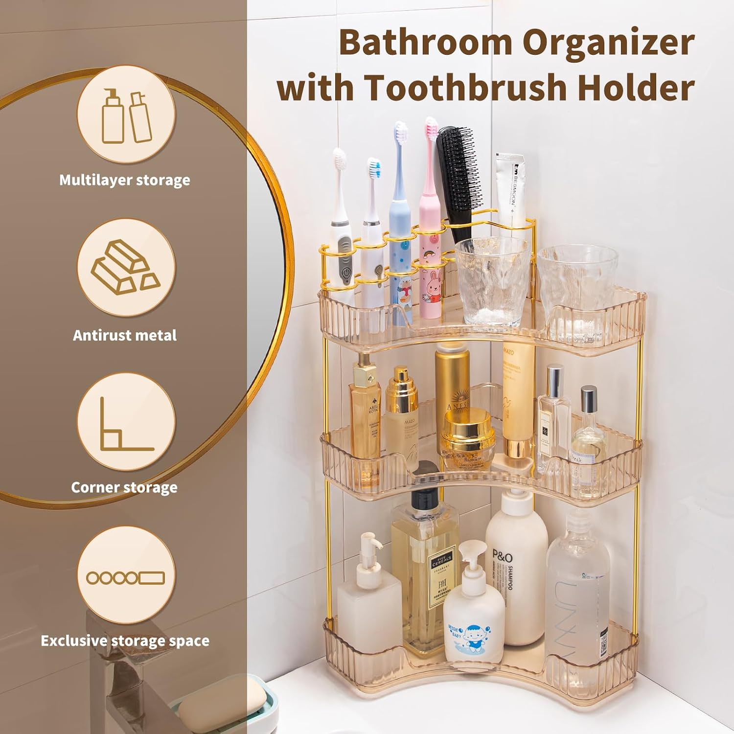 NATURE'S SOURCE Organizador de maquillaje para tocador, organiz...