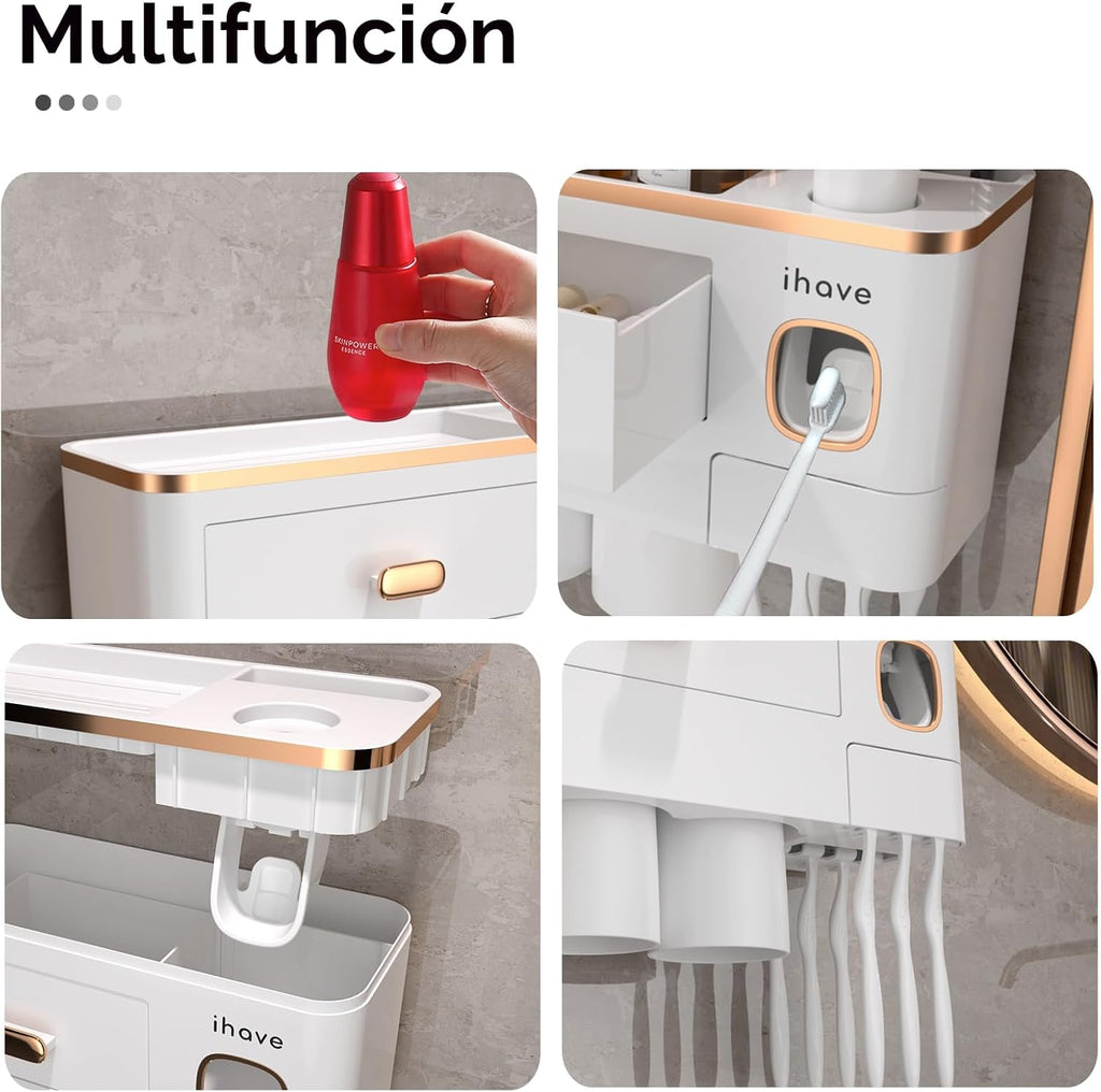 iHave - Soporte para cepillos de dientes para baño, dispensador de...