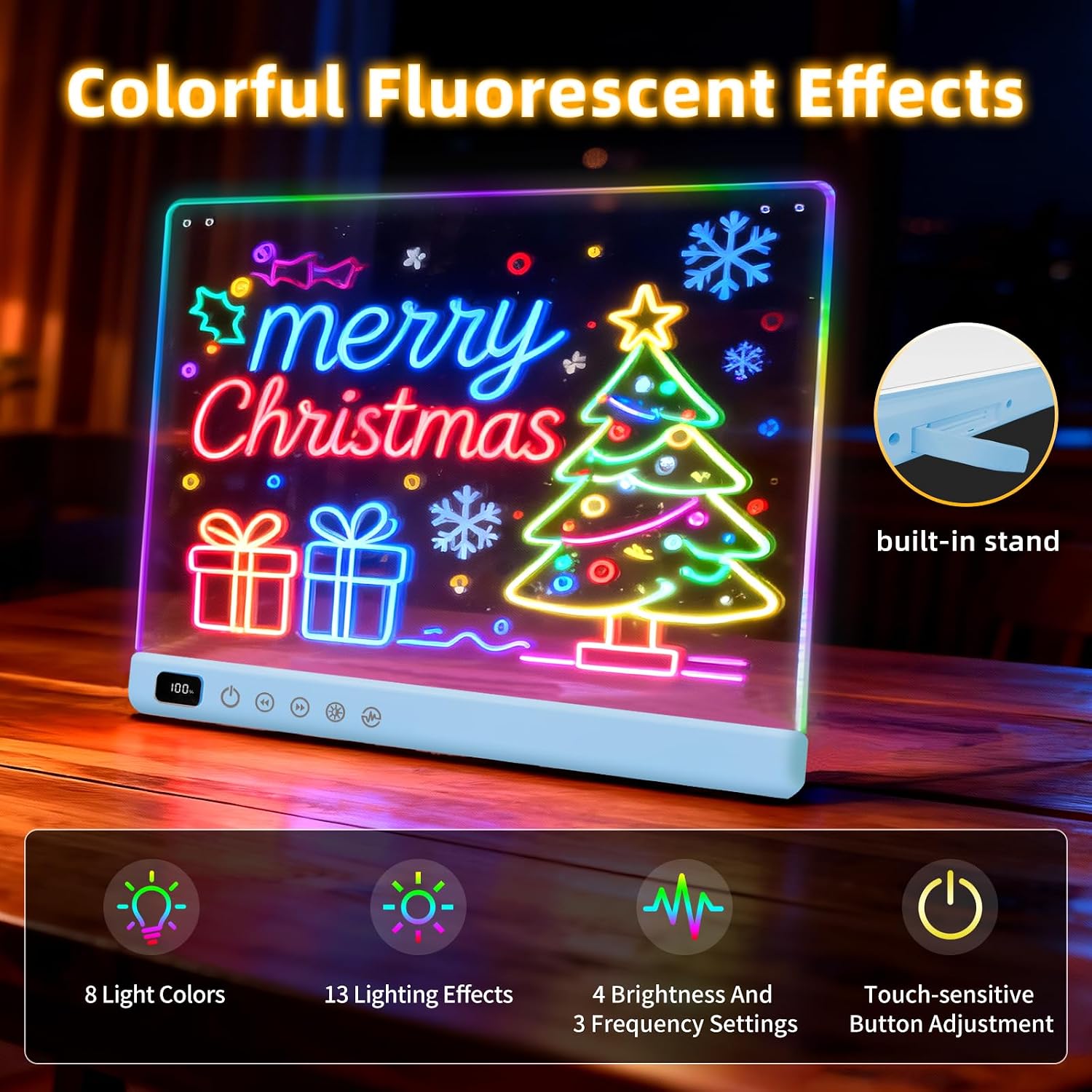 Lumiboard Tablero de dibujo LED con 13 efectos de luz, tablero de n...