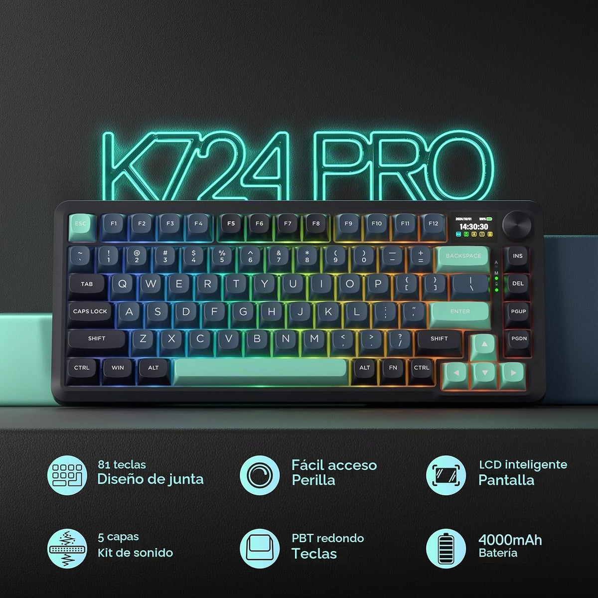 Redragon K724 PRO Teclado inalámbrico de 81 teclas para juegos, pan...