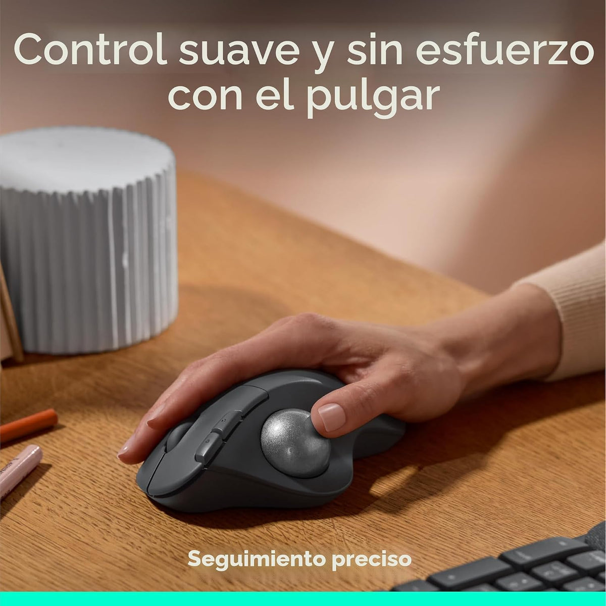 Logitech Ergo M575S Ratón inalámbrico Bluetooth Trackball - Bola de...