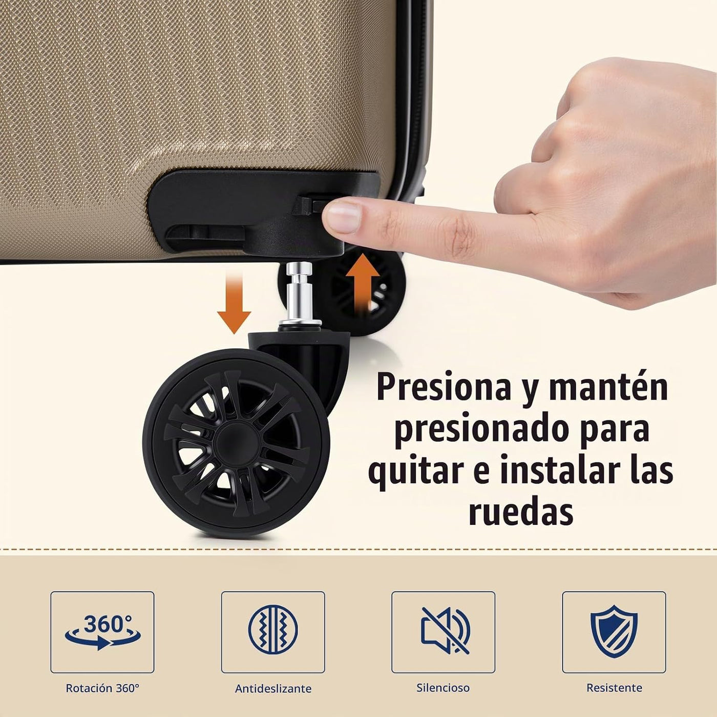 Eeeza - Juego de maletas de 5 piezas, maletas con ruedas, maletas d...