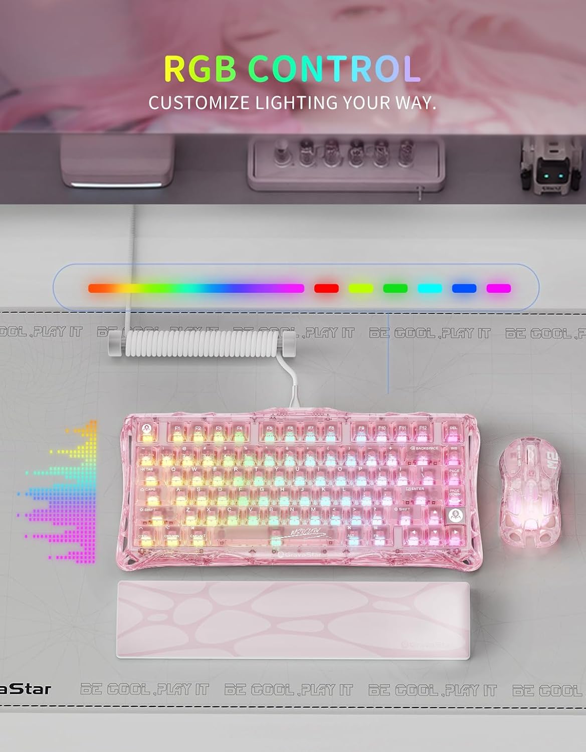 GravaStar Mercury K1 Lite 75% Teclado mecánico inalámbrico para jue...