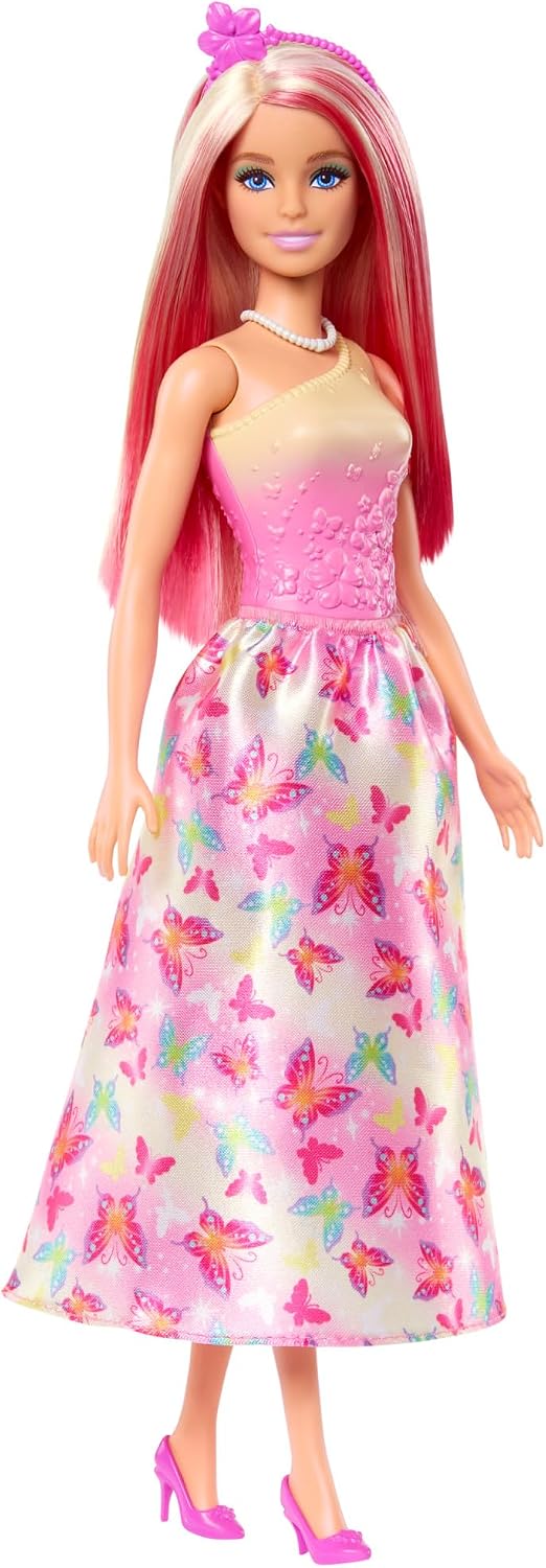 Barbie Muñeca real con cabello de fantasía rosa y rubio y accesorio...