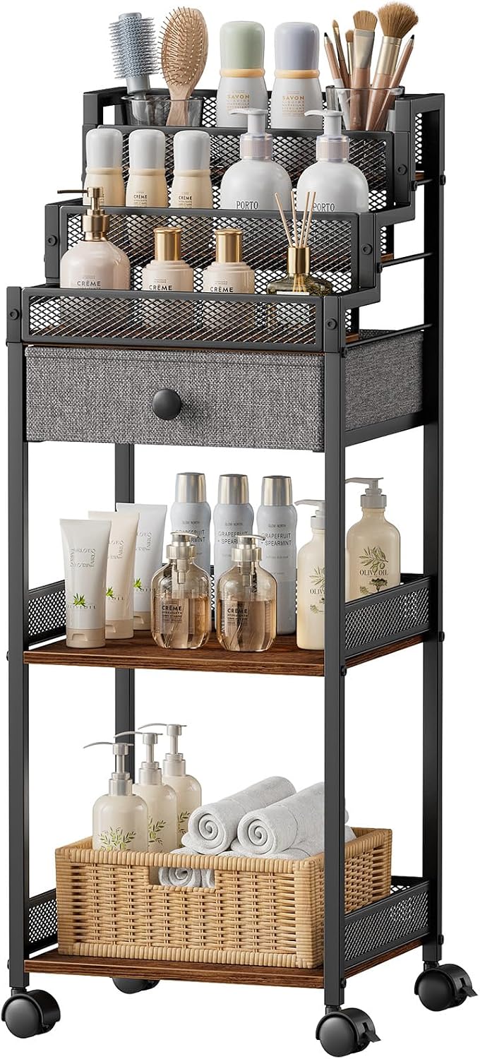 Carrito organizador de maquillaje Plaviya con cajón para tocador y...