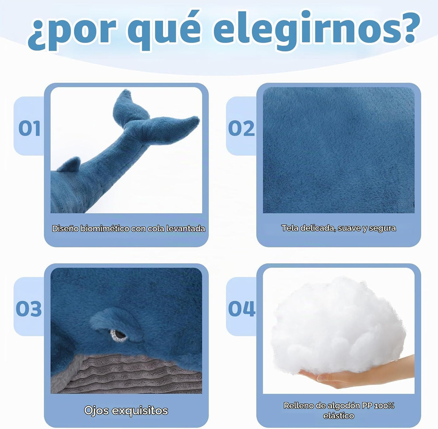 MaoGoLan Ballena de Peluche Rellena de 43 pulgadas, Almohada Grande...