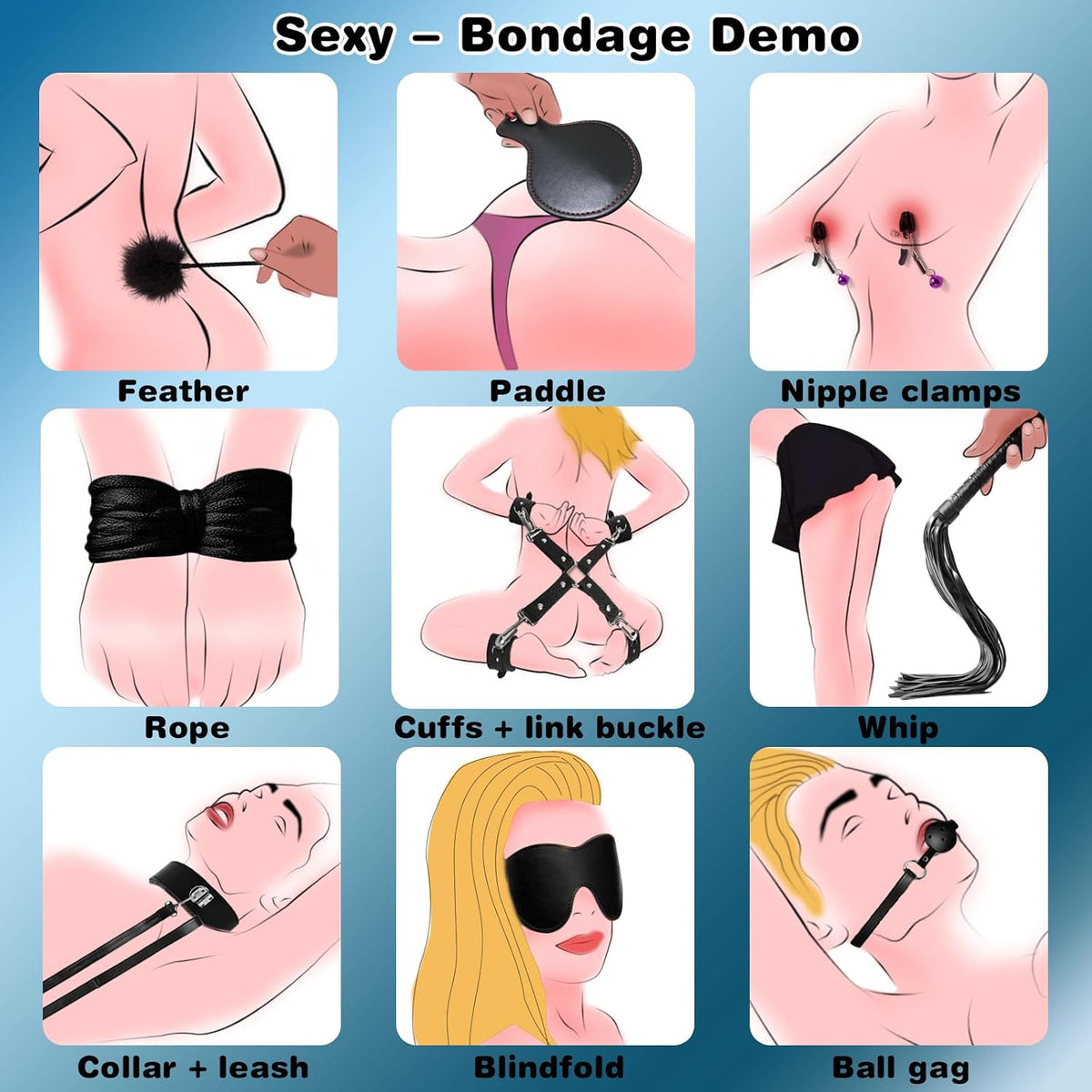 Kit de juguetes sexuales BDSM para parejas, kit de restricciones de...