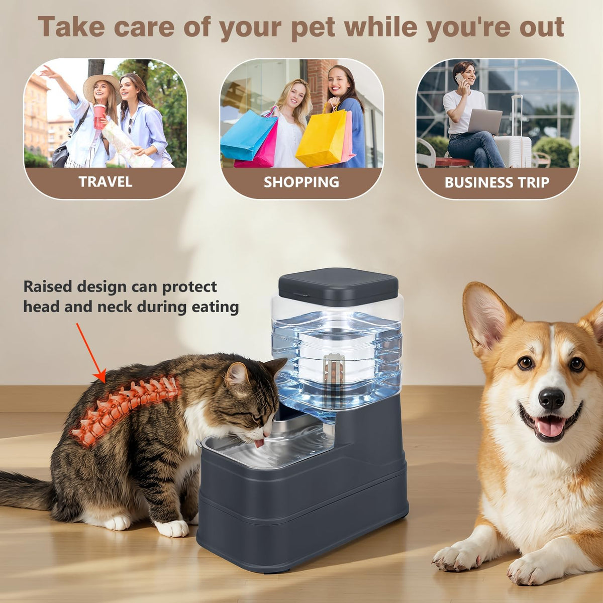 Dispensador automático de agua para perros y mascotas, 1.1 galones,...