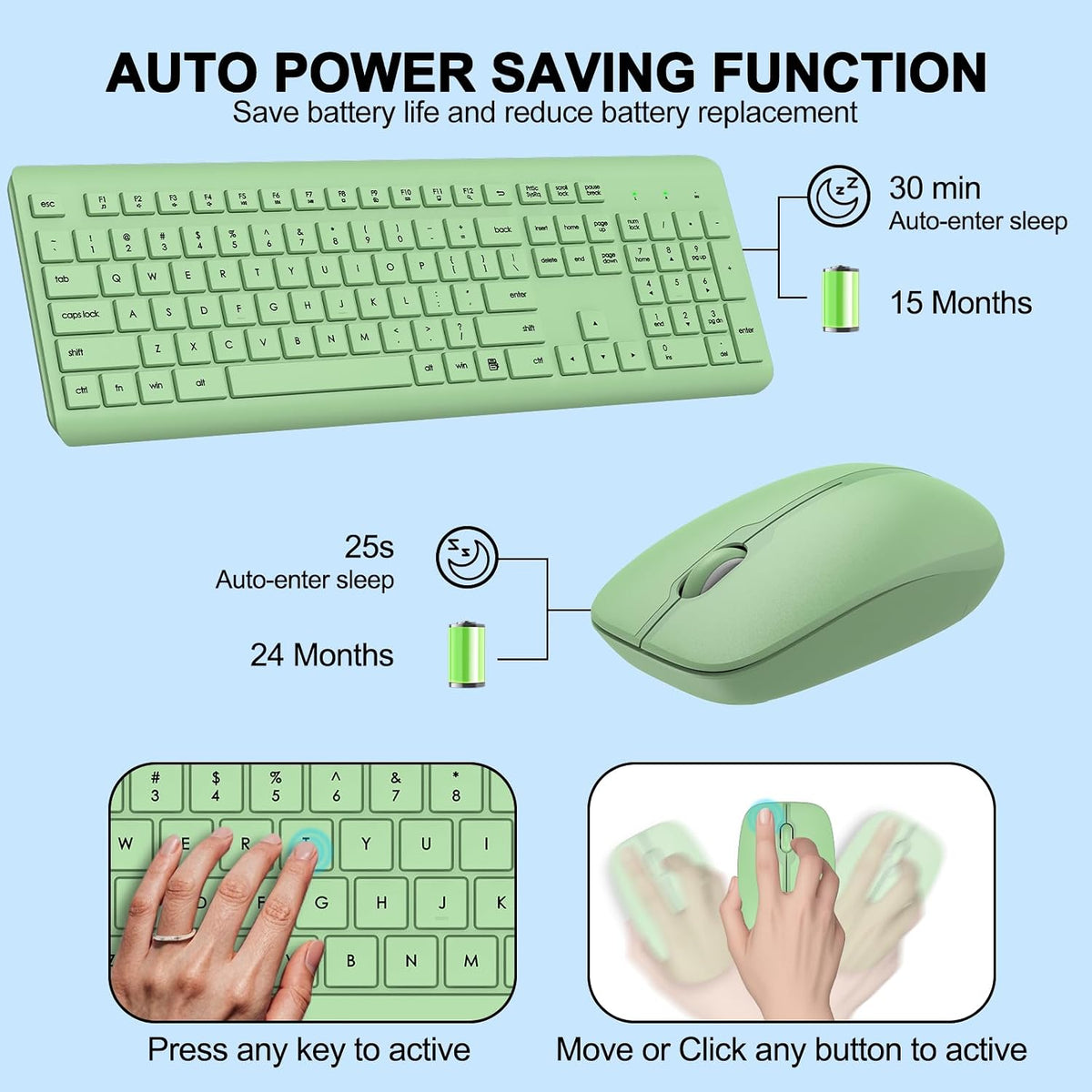 Combo de teclado y ratón inalámbricos, teclado ergonómico silencios...