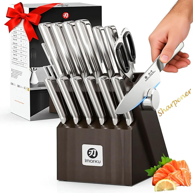 Juego de cuchillos para cocina con bloque imarku G14 Juego de cuchi...