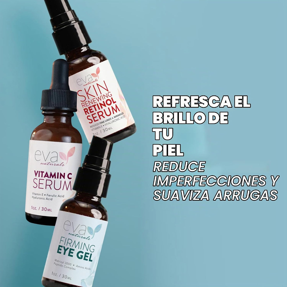 Eva Naturals Set de suero de vitamina C, retinol y gel para ojos |...