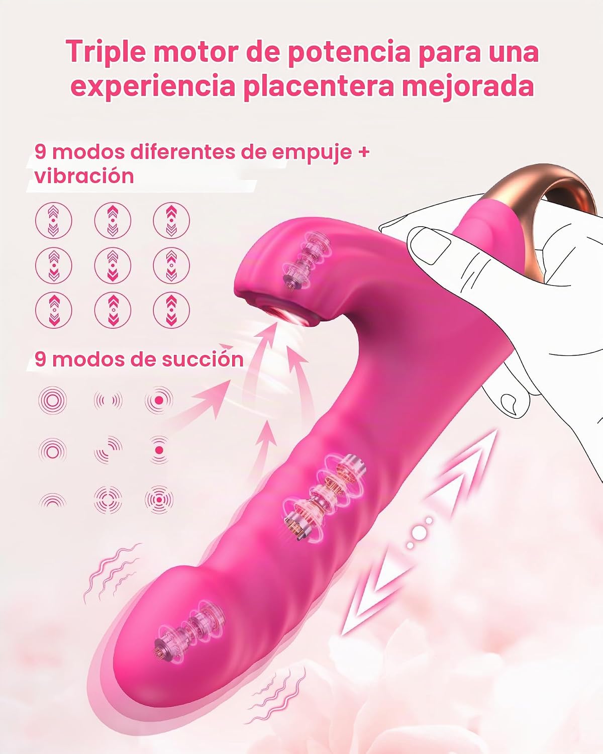 Consolador vibrador de empuje juguete sexual para mujeres, juguetes...