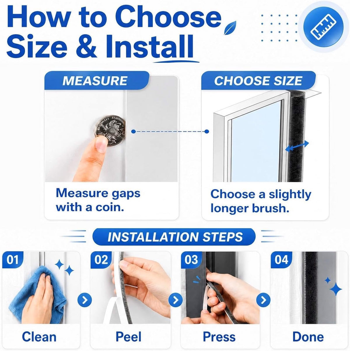 ZOMPAGO Burlete para puertas\/ventanas, cinta de sellado de pila, 0...