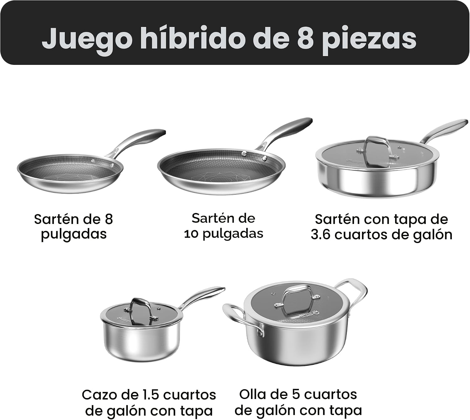 COOKER KING Juego de utensilios de cocina de acero inoxidable, jueg...
