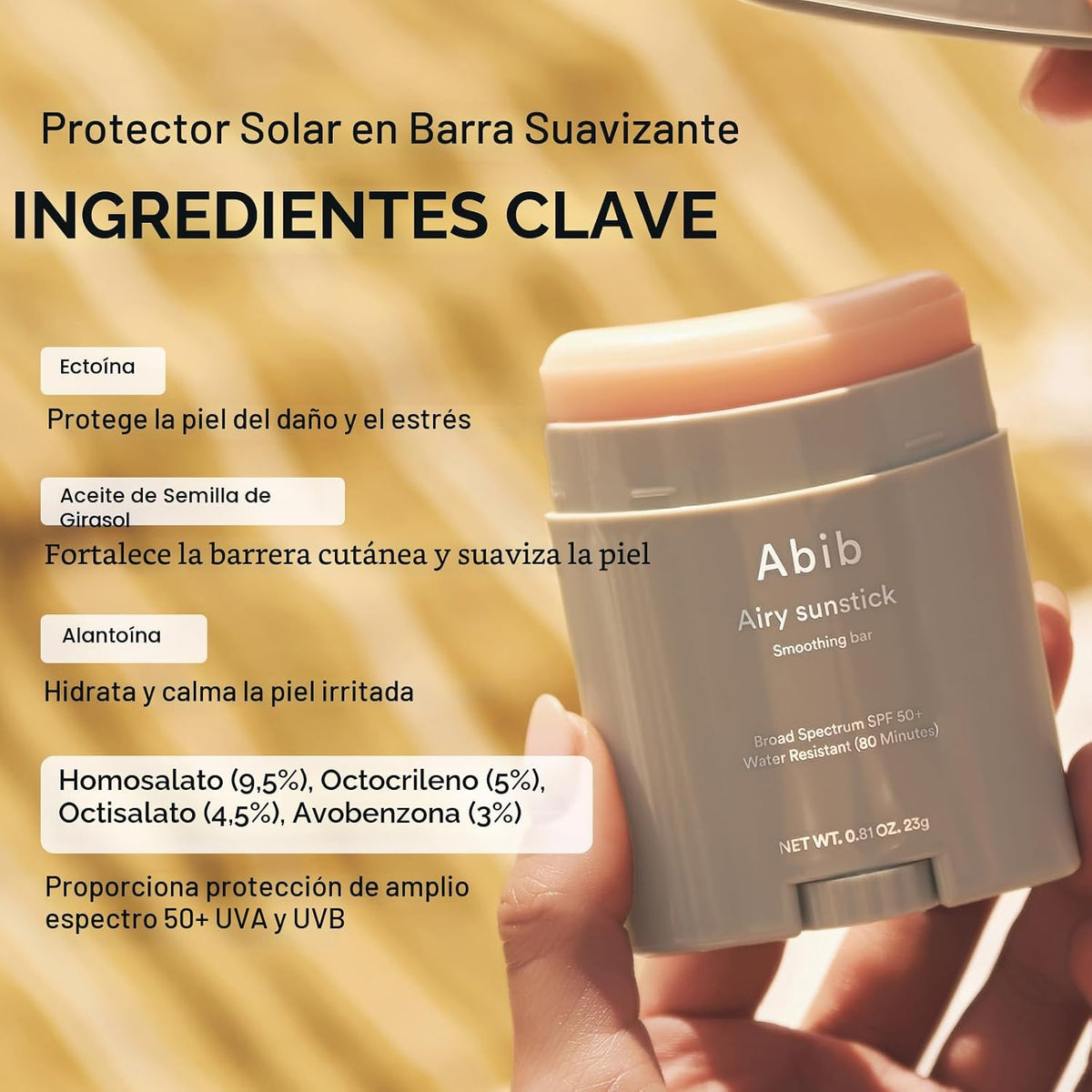 Abib Airy - Barra de protección solar DUO SPF50+ de amplio espectro...