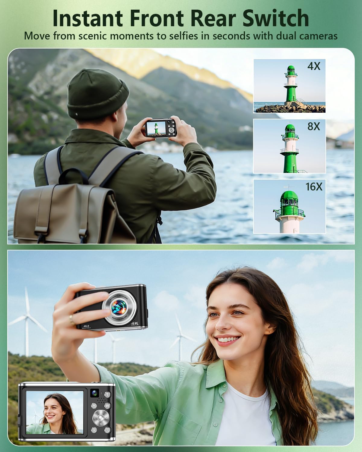 Cámara digital 4K mejorada 2026 para fotografía, cámara digital com...