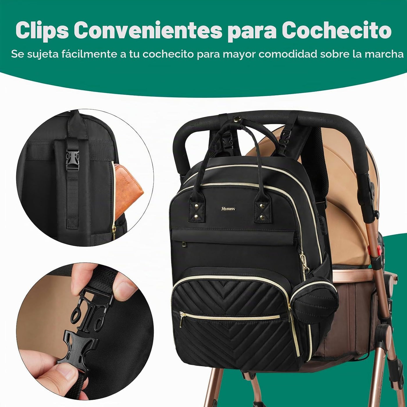 MOMUVO Mochila para pañales, bolsa de bebé acolchada con cambiador...