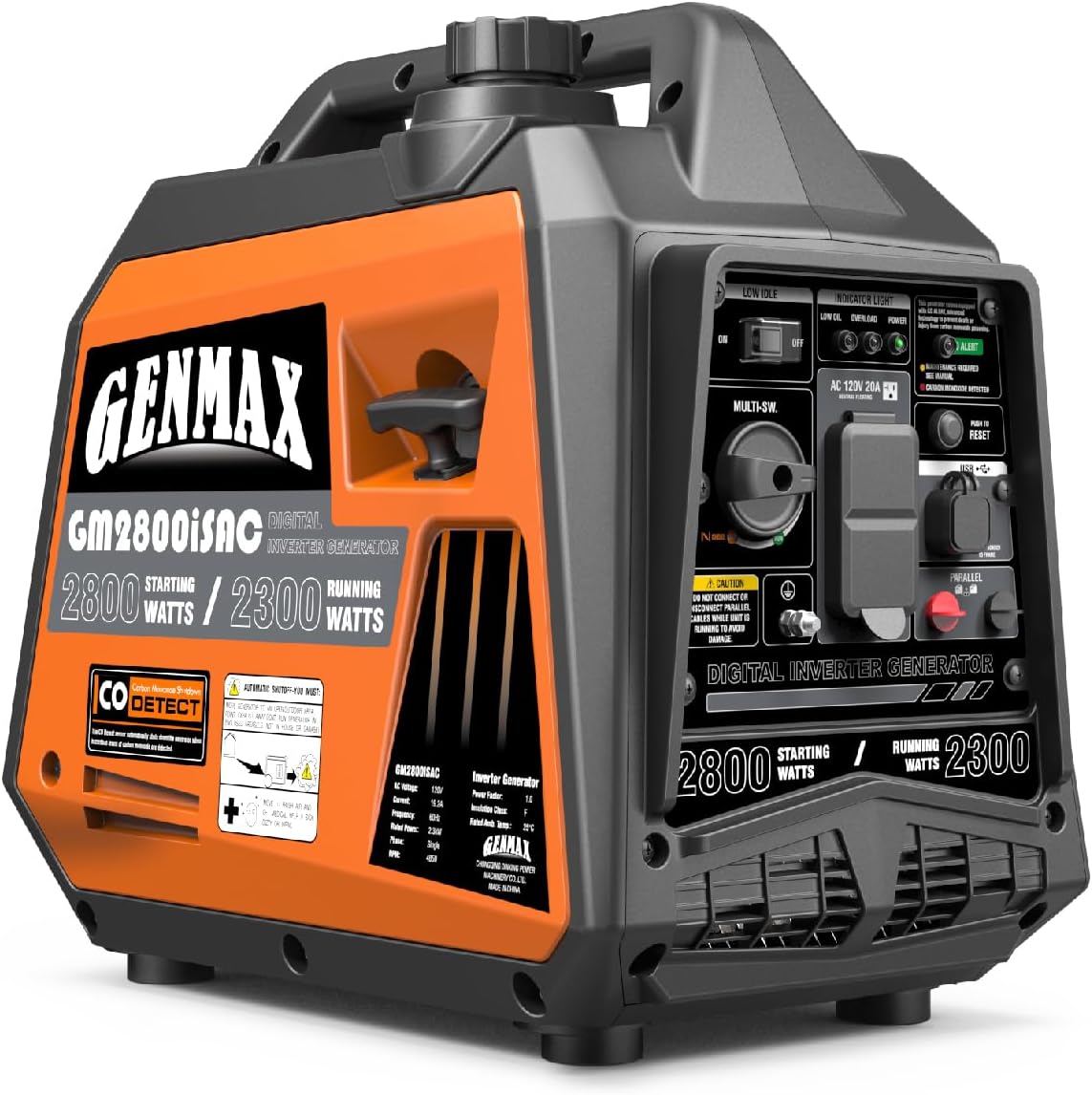 Generador portátil GENMAX, motor de gas ultrasilencioso de 2800 W,...