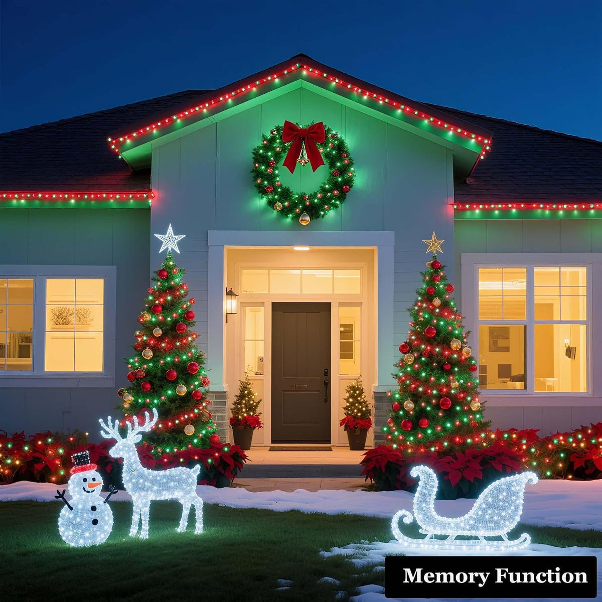 VTECHOLOGY 500 luces LED rojas y verdes para árbol de Navidad al ai...
