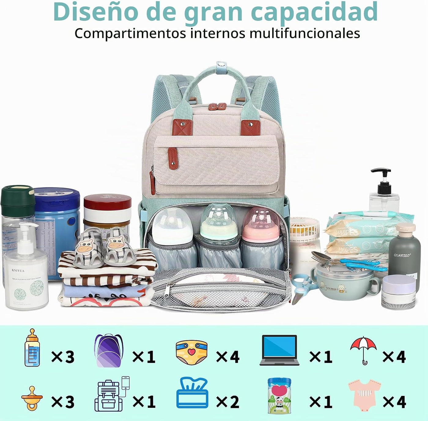 Legestori Mochila para pañales, bolsa de pañales para bebé niña con...