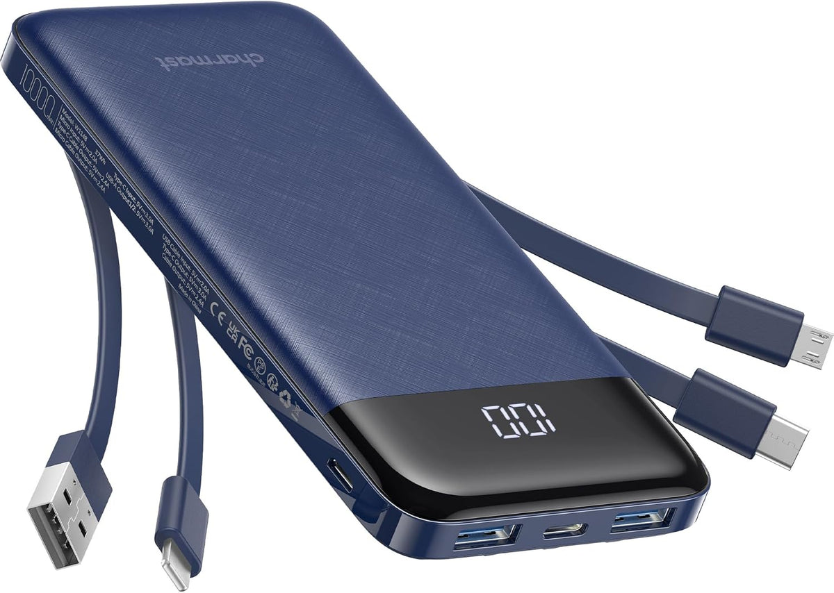 charmast Cargador portátil con 4 cables integrados reforzados | 100...