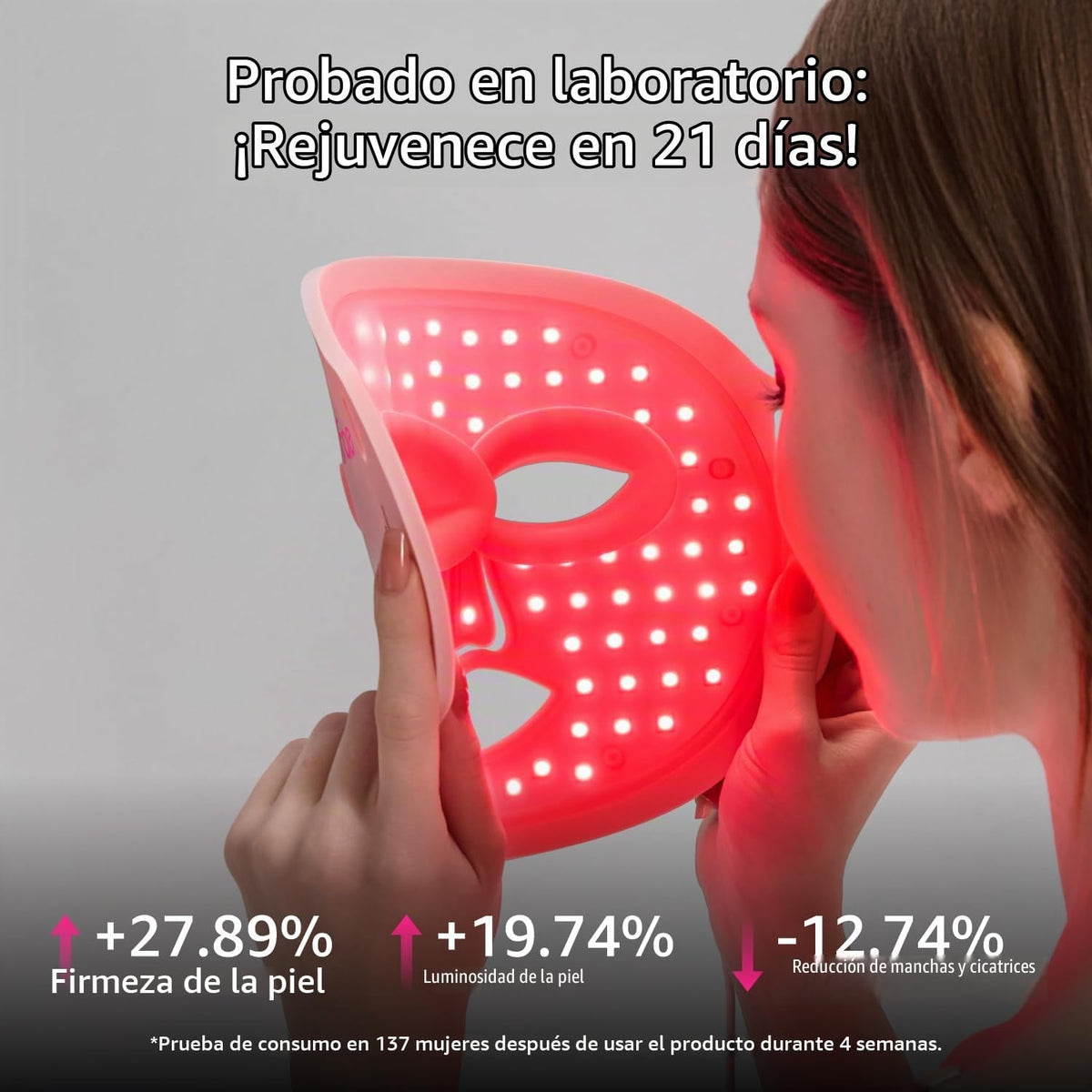 Máscara de terapia de luz roja para cara y cuello con 396 LED | 850...