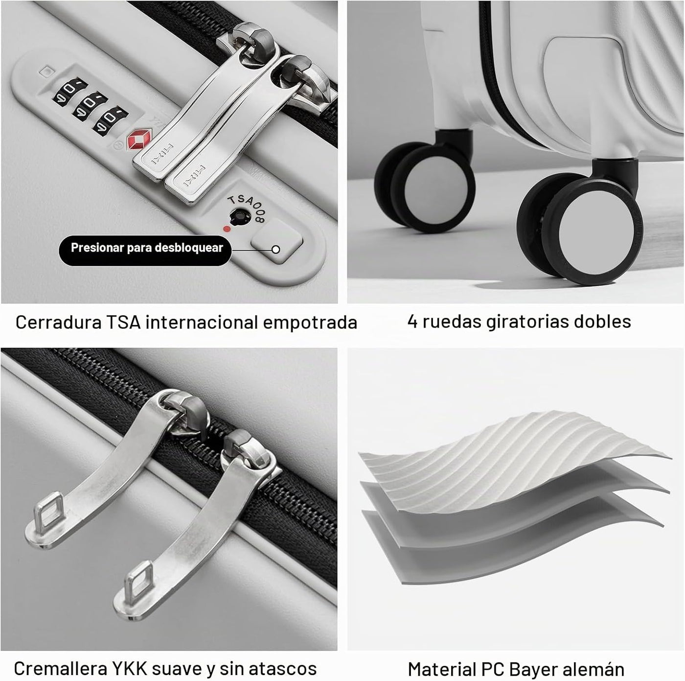 mixi Equipaje de mano aprobado por aerolíneas, equipaje ligero con...