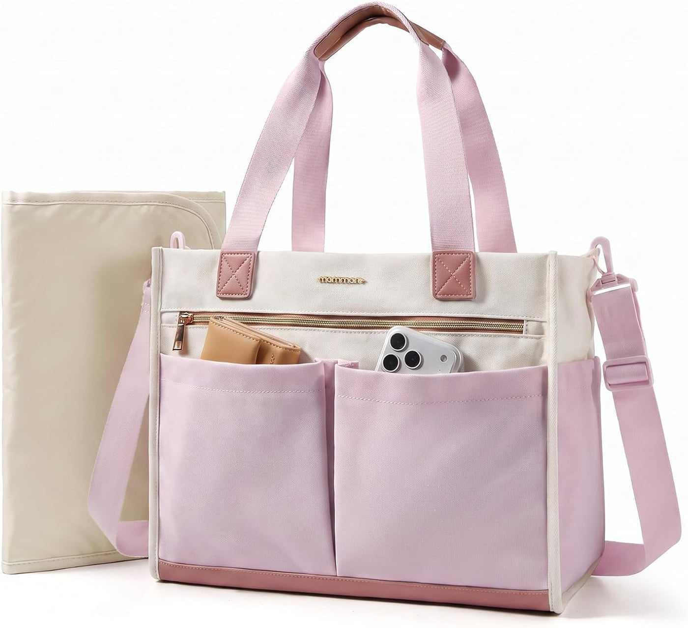 mommore Bolsa de pañales de lona Bolso de hospital con estilo para...