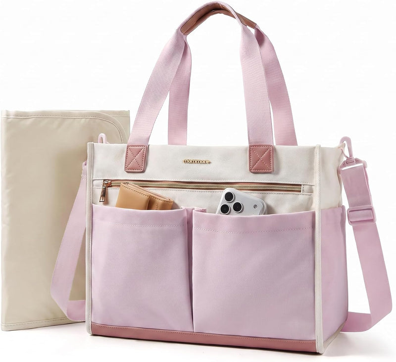 mommore Bolsa de pañales de lona Bolso de hospital con estilo para...