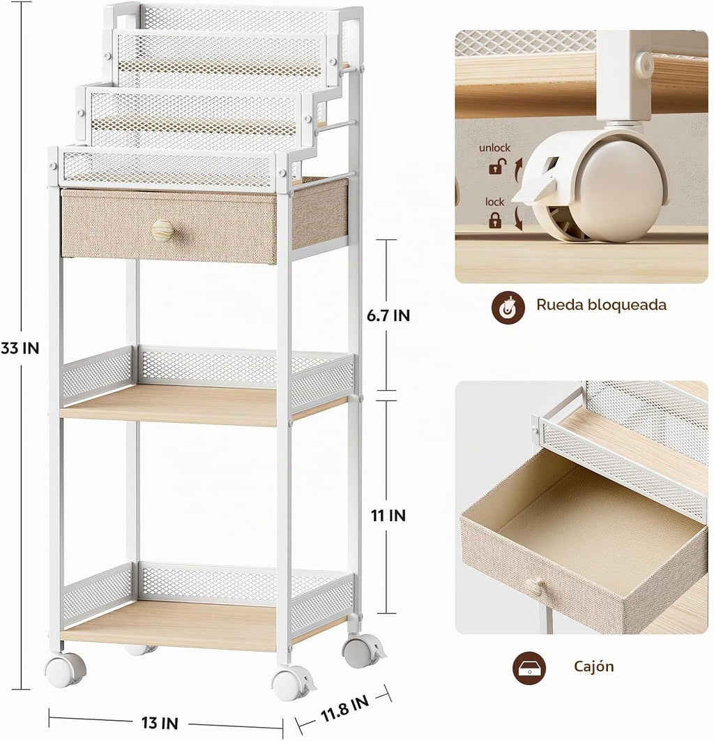 Plaviya Almacenamiento y organizador de baño con cajón, carrito de...