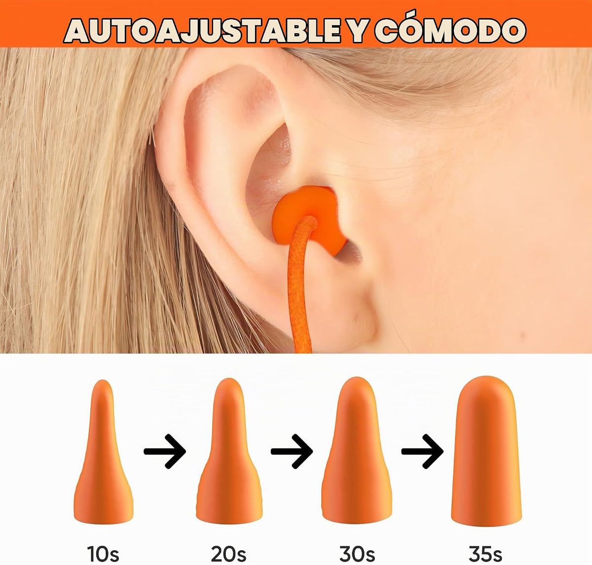 Tapones para los oídos con cable de espuma, 100 pares, protección a...