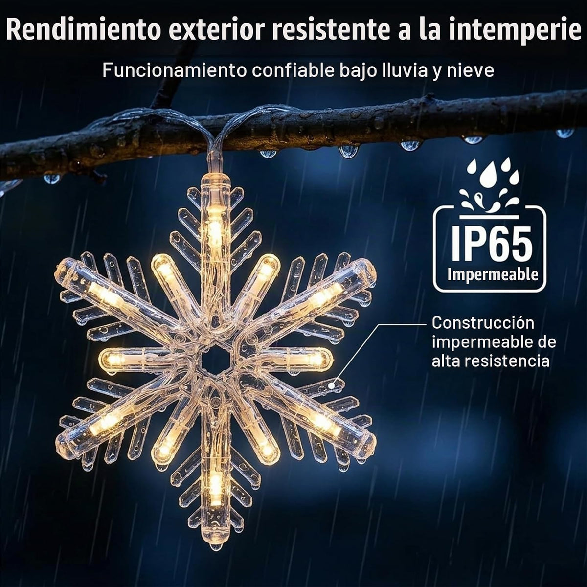 Heyelux Luces de carámbano de copo de nieve de Navidad, 29 pies 144...