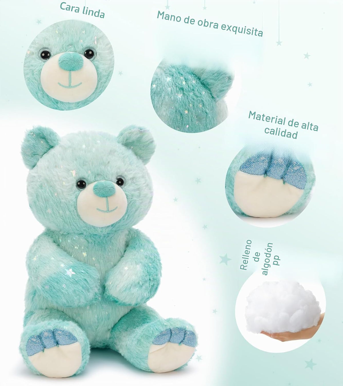 Tezituor Oso de peluche arcoíris de 13.78 pulgadas, oso de peluche...