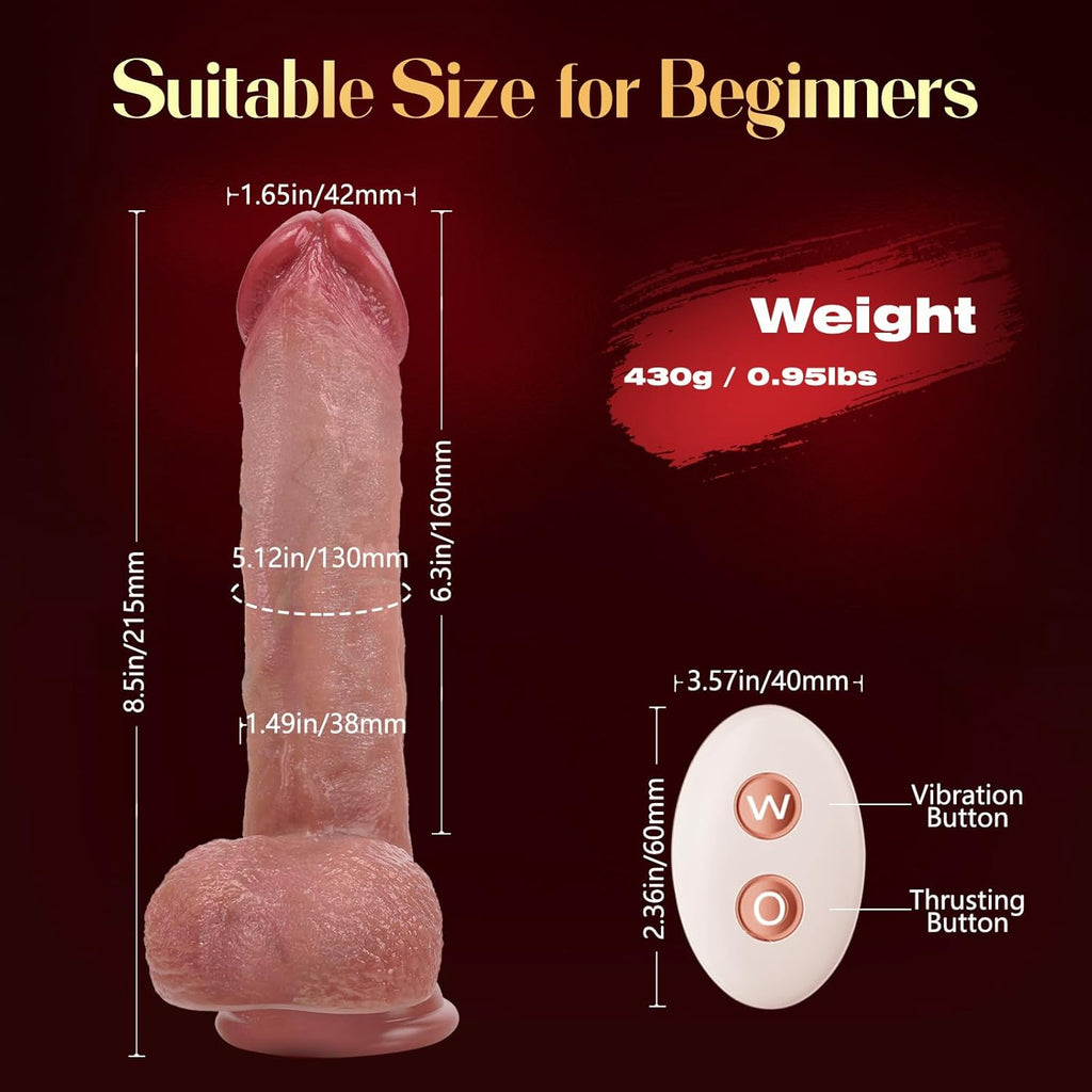 Mrgras Juguetes sexuales vibrador consolador con empuje, 3 pulsacio...