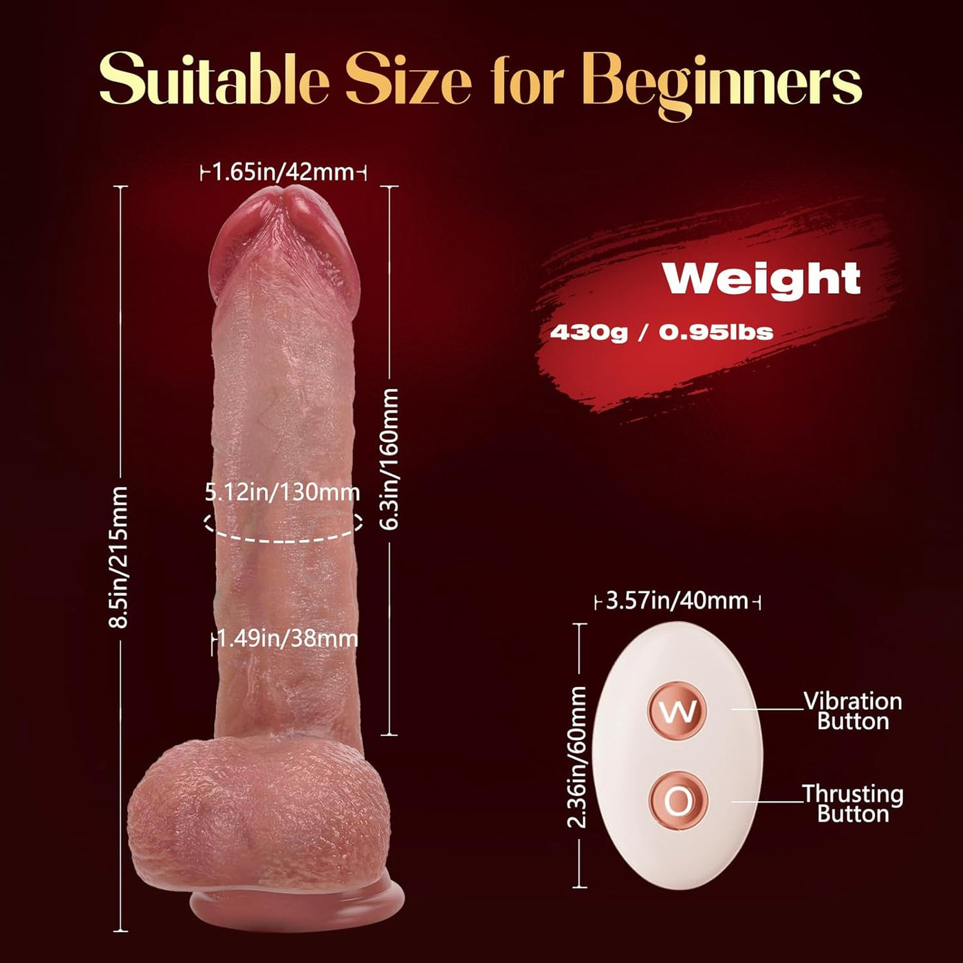 Mrgras Juguetes sexuales vibrador consolador con empuje, 3 pulsacio...