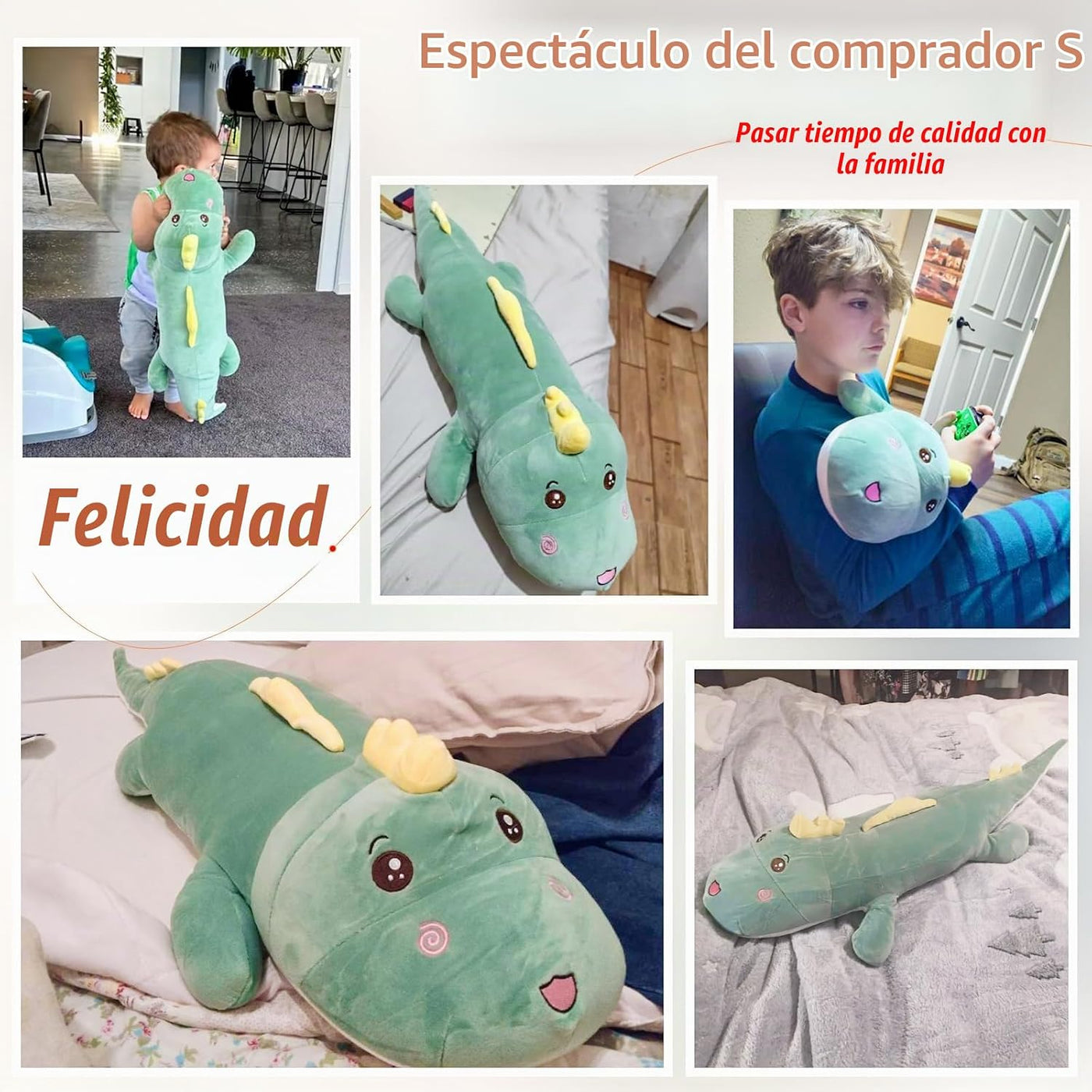 Tianmihou Almohada corporal de dinosaurio gigante de 32 pulgadas, l...