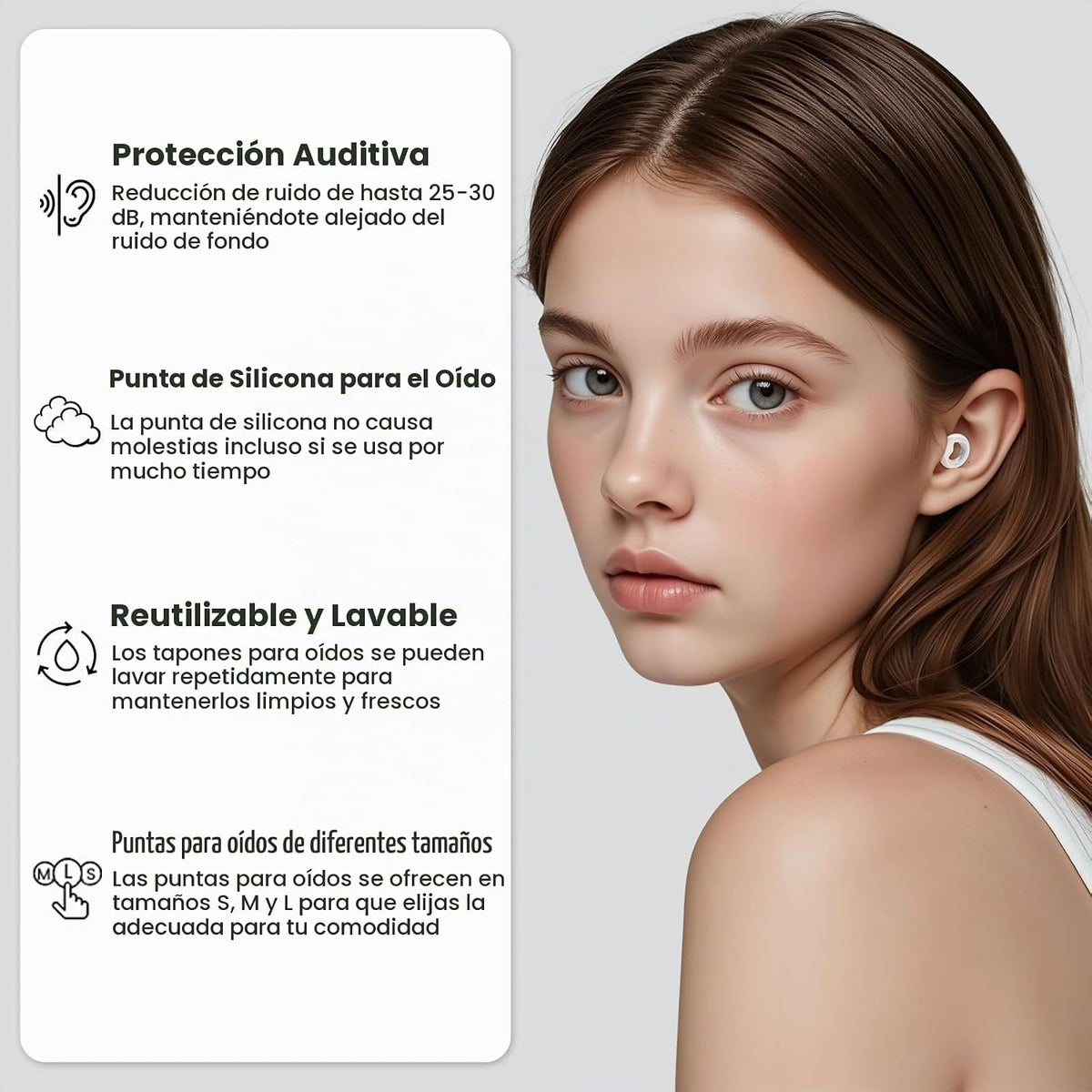 JUSTRVN Tapones para los oídos para dormir, 2 pares de elegantes ta...
