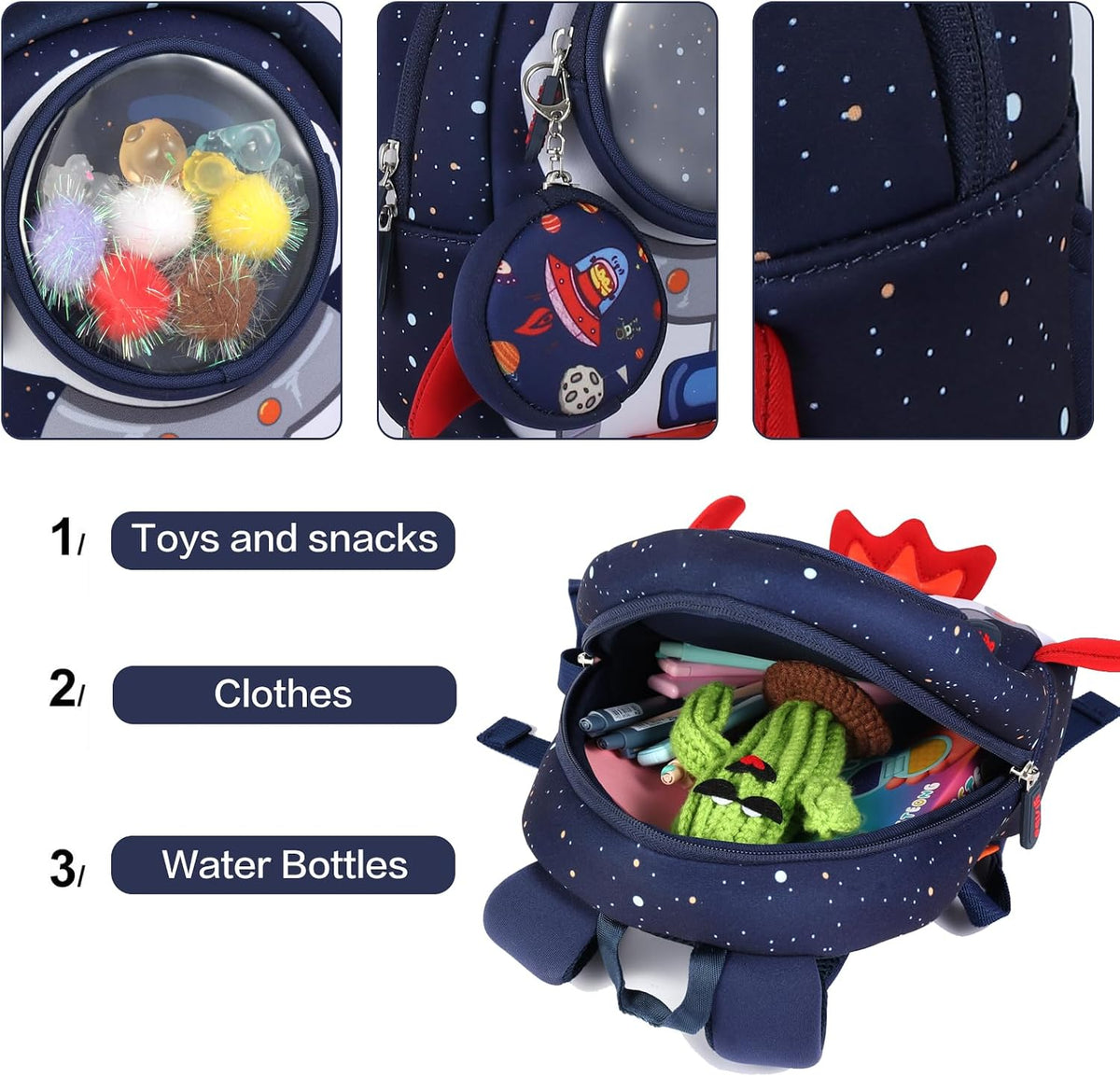 yisibo Mochila Rocket para niños pequeños con correa de arnés de se...
