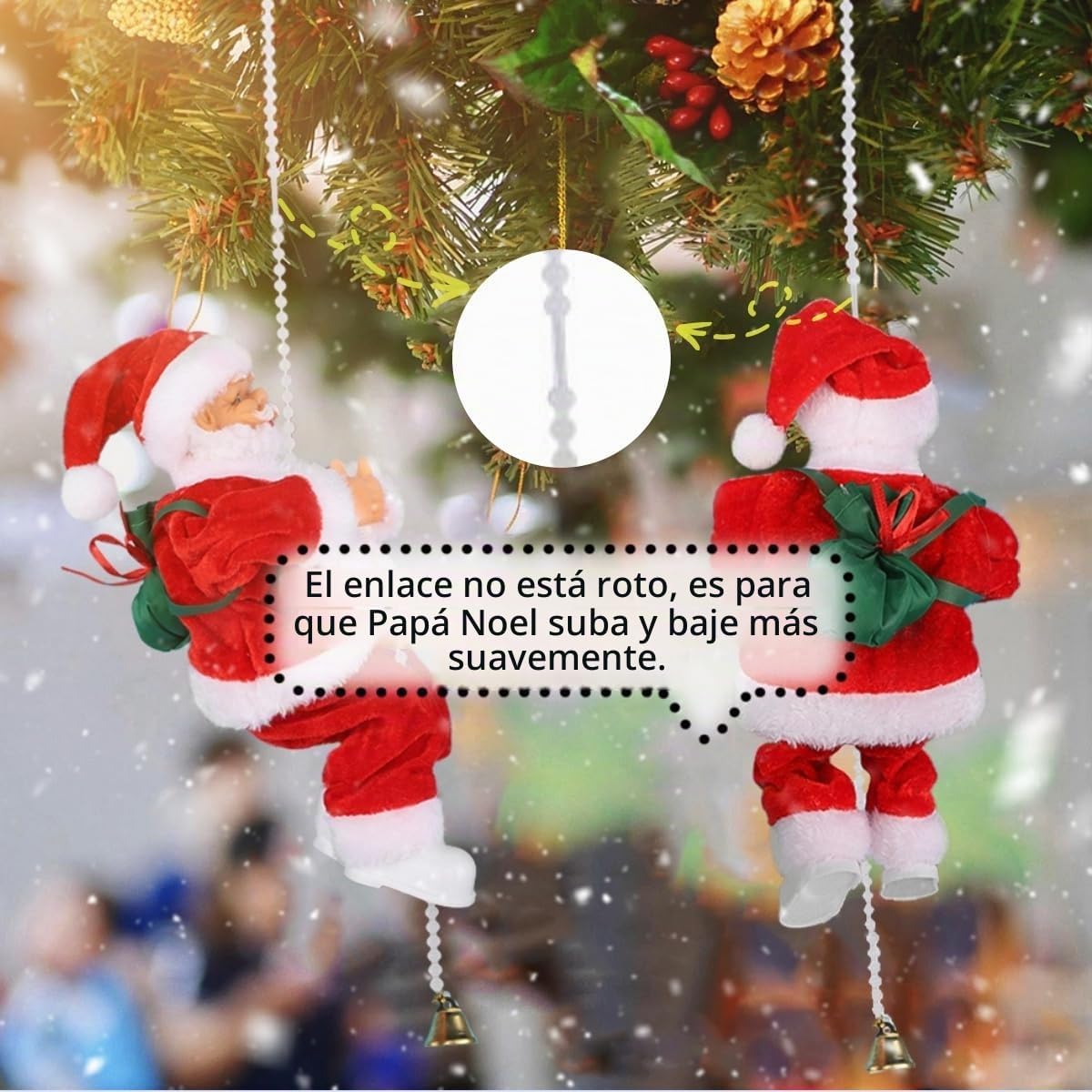 Colgante de árbol de Navidad musical de Papá Noel eléctrico para es...