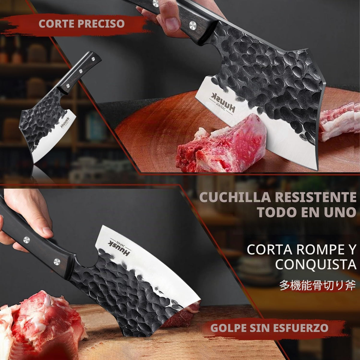 Huusk - Cuchillo de carnicero de alta resistencia, hacha de cocina...