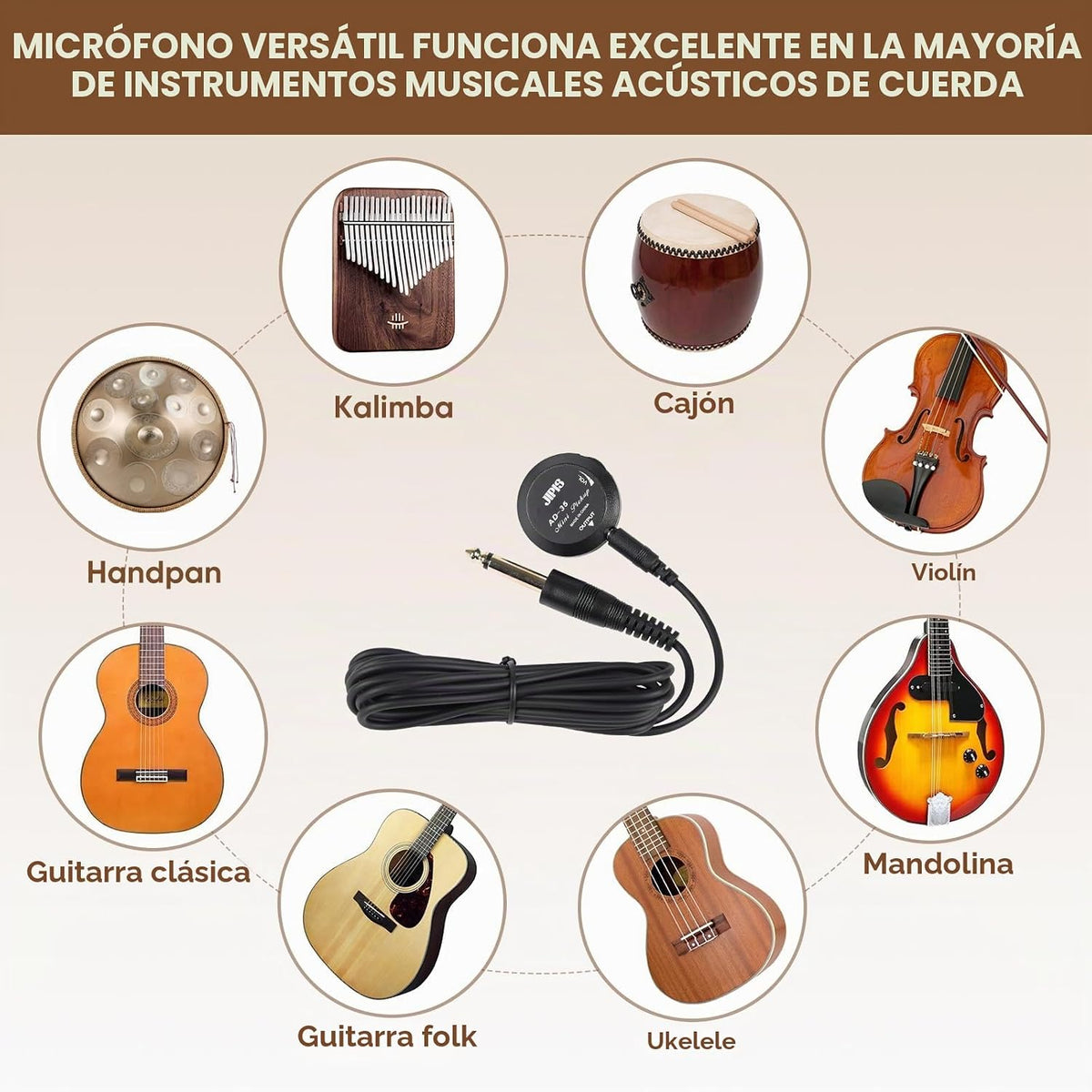 Pastilla universal de guitarra acústica para guitarra, ukelele, man...