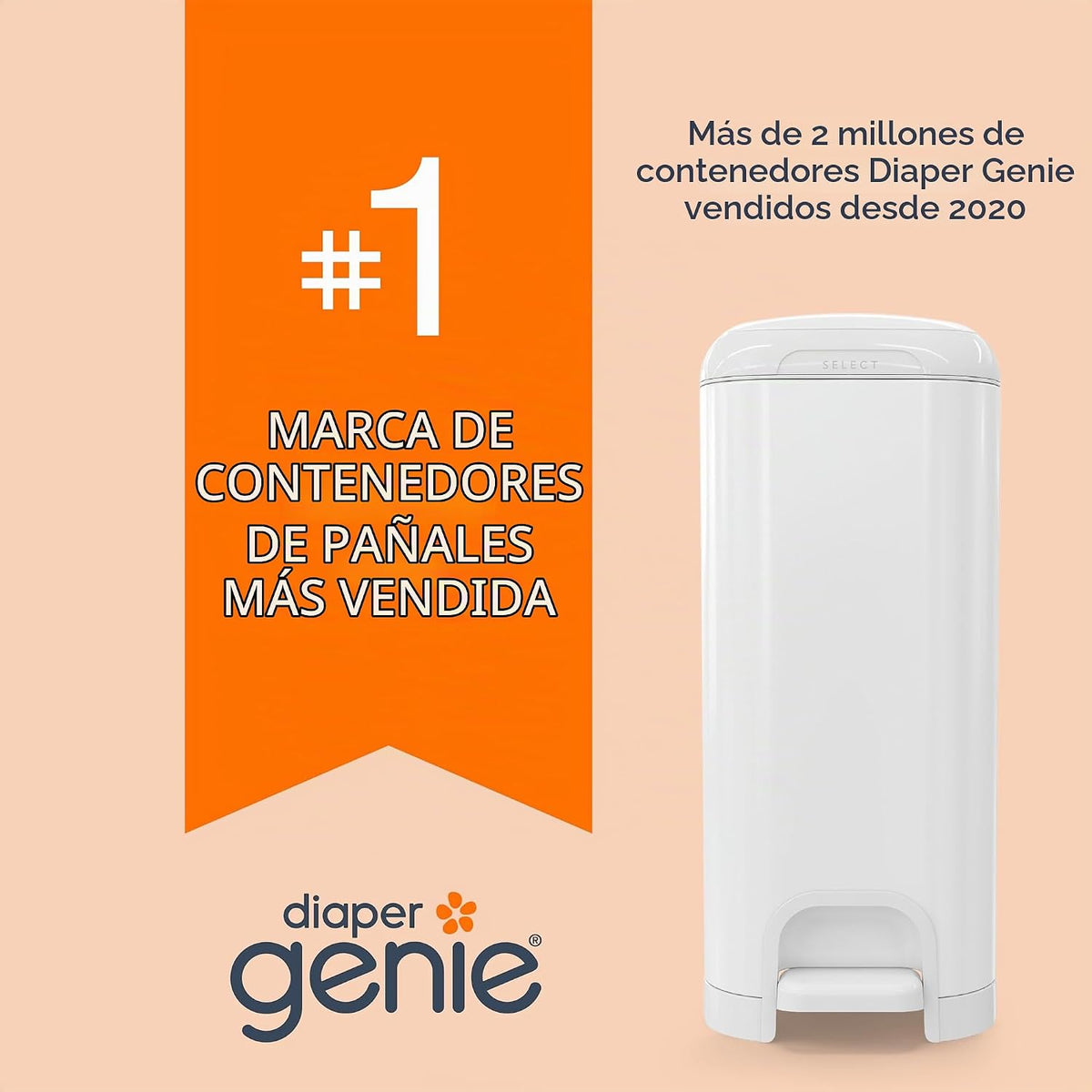 Diaper Genie Paquete de 2 repuestos cuadrados jumbo con película co...