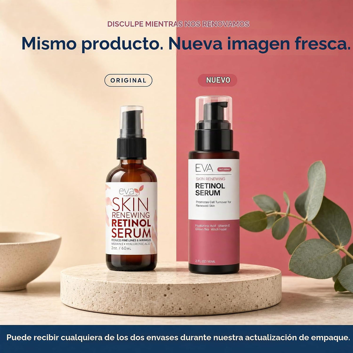 Eva Naturals Suero de retinol, ácido hialurónico y líneas finas, 2...