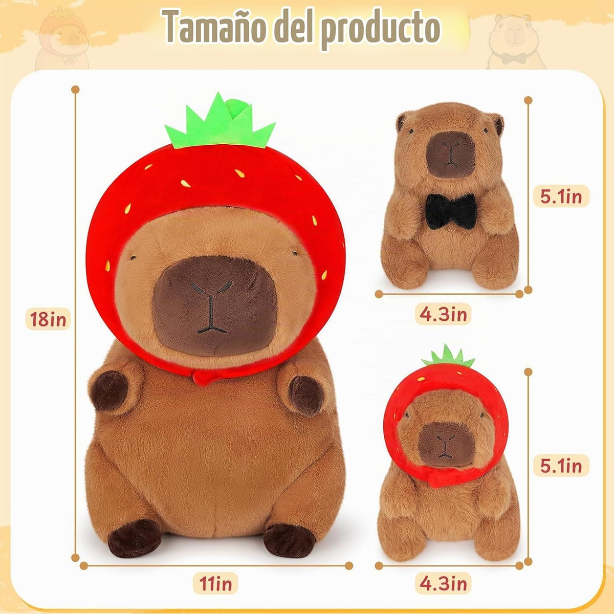 Achwishap Capybara - Juego de 5 peluches de Capybara con mamá y 4 b...
