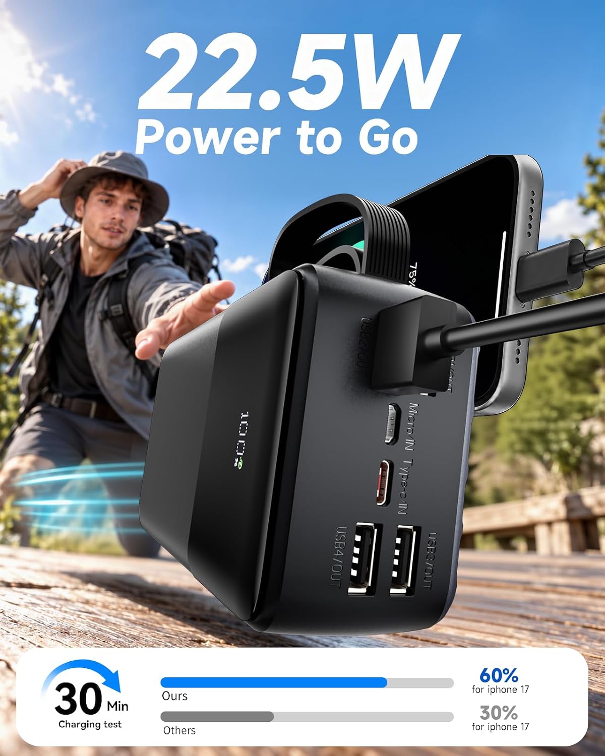 Cargador Portátil Power Bank 50000mAh - 7 Salidas y 3 Entradas USB-...