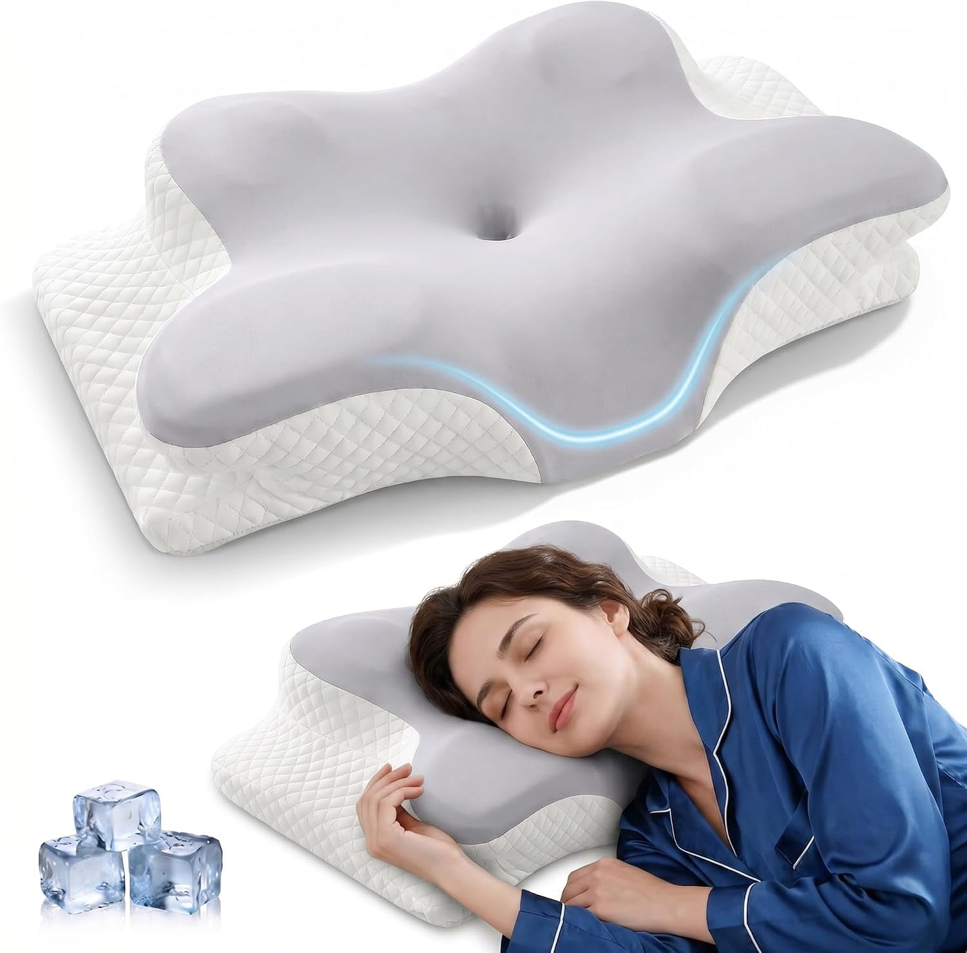 Almohada cervical para aliviar el dolor de cuello, almohada ortopéd...